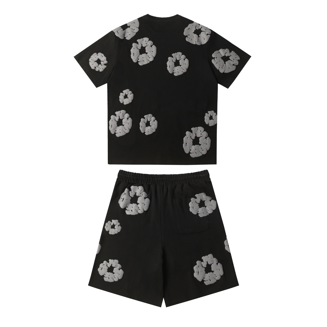 Denim Trs Black Grey Short Set
