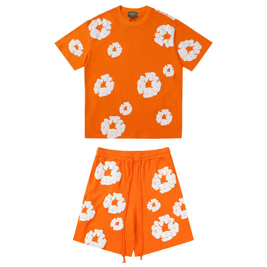 Denim Trs Orange Short Set
