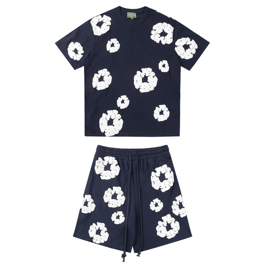 Denim Trs Navy Blue Short Set