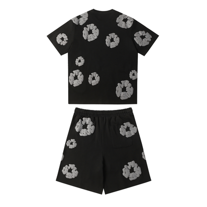 Denim Trs Black Grey Short Set