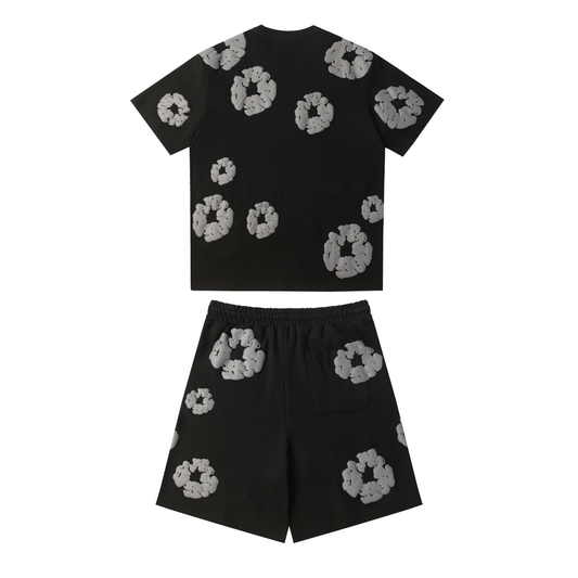 Denim Trs Black Grey Short Set